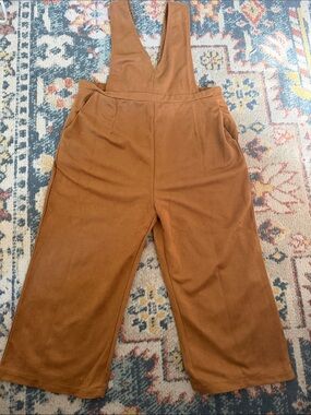 Wide-Leg Pinafore Jumpsuit in Camel